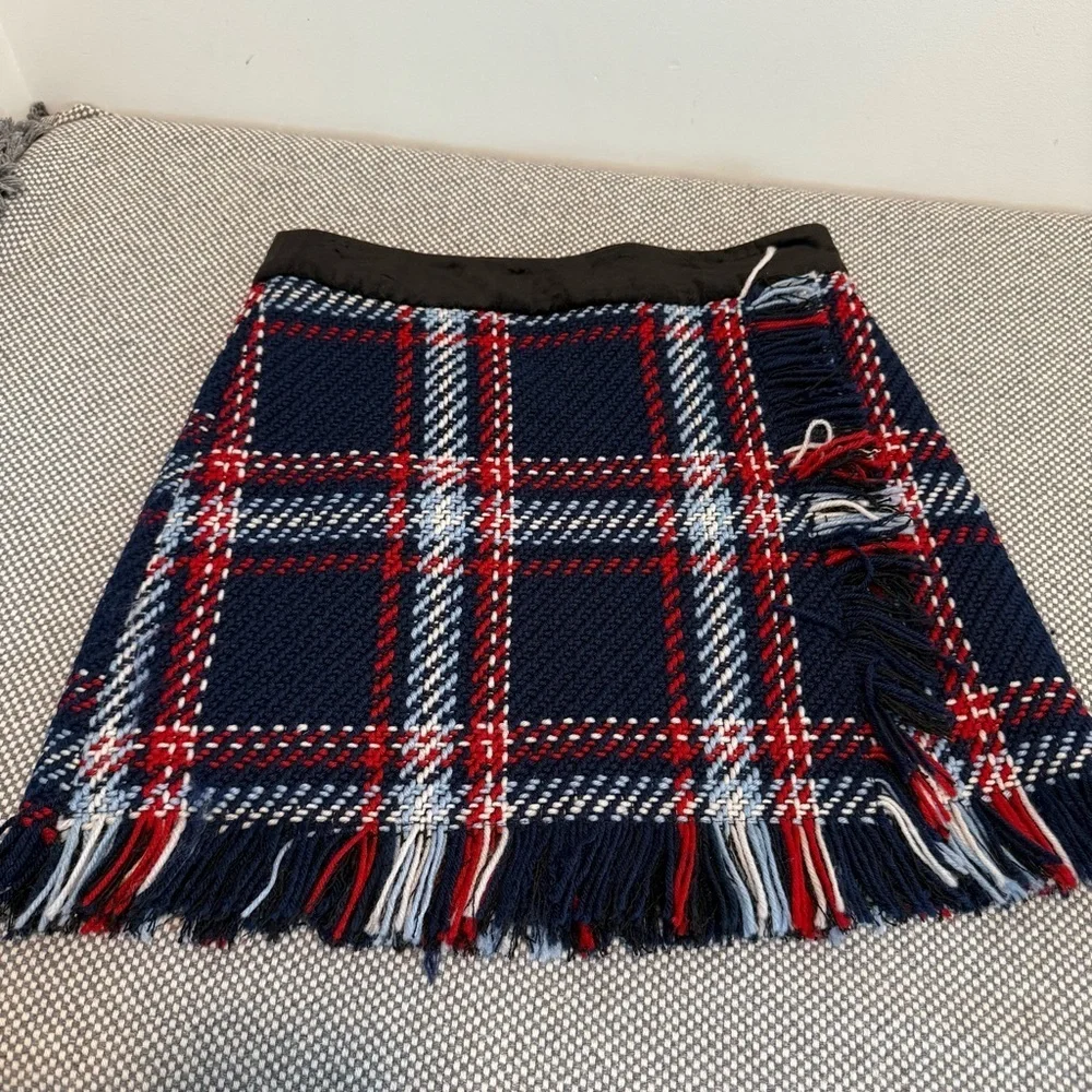 J.O.A. Plaid Fringe Skirt in size S
